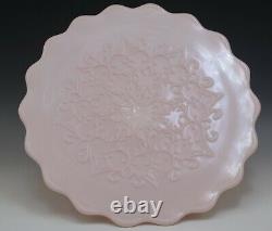 Fenton Glass Spanish Lace Rose Pastel Pink Cake Stand 13 Vintage 1954