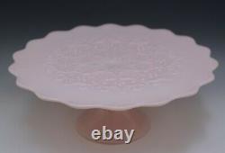 Fenton Glass Spanish Lace Rose Pastel Pink Cake Stand 13 Vintage 1954