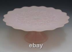 Fenton Glass Spanish Lace Rose Pastel Pink Cake Stand 13 Vintage 1954