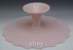 Fenton Glass Spanish Lace Rose Pastel Pink Cake Stand 13 Vintage 1954