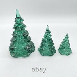 Fenton Green Christmas Tree Trio 6,4 And 3 Inch Trees Used No Boxes