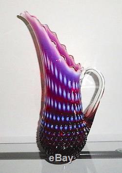 Fenton HOBNAIL Plum Opalescent 13.5 Pitcher Vase