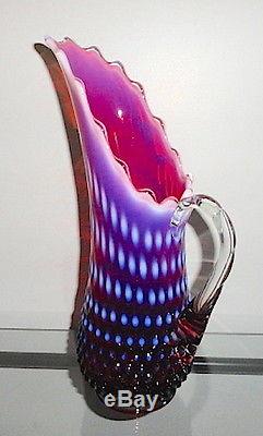Fenton HOBNAIL Plum Opalescent 13.5 Pitcher Vase