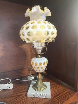 Fenton Honeysuckle Coin Dot Optic Student Lamp Marble Base