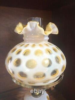 Fenton Honeysuckle Coin Dot Optic Student Lamp Marble Base