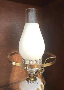 Fenton Honeysuckle Coin Dot Optic Student Lamp Marble Base