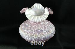 Fenton Iridized Pink Poppy Cased Pearl White Lamp Shade 7 Fitter