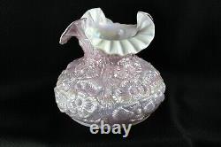 Fenton Iridized Pink Poppy Cased Pearl White Lamp Shade 7 Fitter