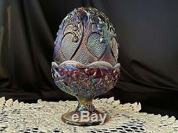Fenton Iridized Plum Opalescent Art Glass Lily Of The Valley Fairy Lamp Light