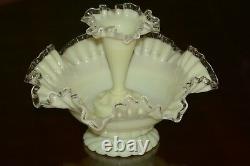 Fenton Ivory Silver Crest 6 Piece Epergne Set