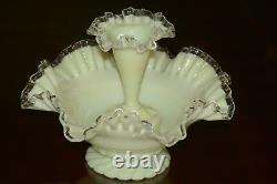 Fenton Ivory Silver Crest 6 Piece Epergne Set