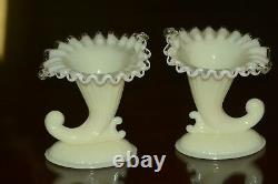 Fenton Ivory Silver Crest 6 Piece Epergne Set