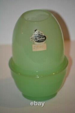 Fenton Jade 2 Piece Fairy Lamp Light 4 1/2 Tall Glass Jadeite