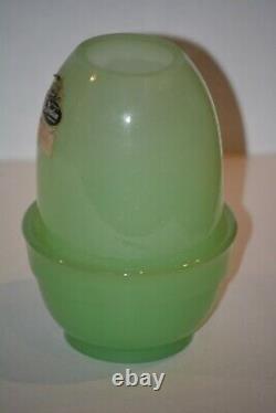 Fenton Jade 2 Piece Fairy Lamp Light 4 1/2 Tall Glass Jadeite