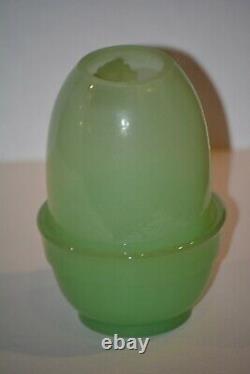 Fenton Jade 2 Piece Fairy Lamp Light 4 1/2 Tall Glass Jadeite