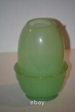 Fenton Jade 2 Piece Fairy Lamp Light 4 1/2 Tall Glass Jadeite