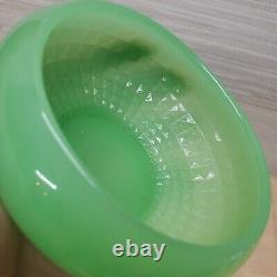 Fenton Jade Glass Powder Vanity Bowl 4 No. 53 Diamond Optic Waffle Design Rare