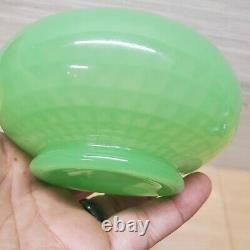 Fenton Jade Glass Powder Vanity Bowl 4 No. 53 Diamond Optic Waffle Design Rare