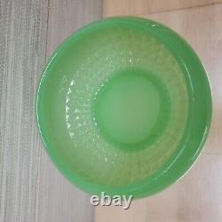 Fenton Jade Glass Powder Vanity Bowl 4 No. 53 Diamond Optic Waffle Design Rare