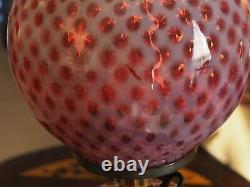 Fenton LG WRIGHT LAMP Cranberry Opalescent Baby Coin Dot Made in the USA