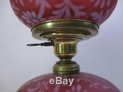 Fenton / L. G. Wright Daisy & Fern Cranberry Opalescent Lamp 22 Tall(85a)