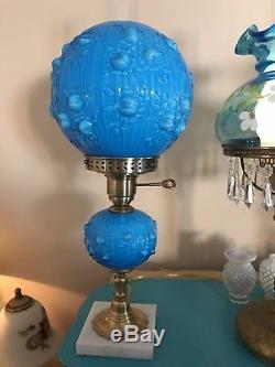 Fenton Lamp Blue Cabbage Rose Gone With The Wind