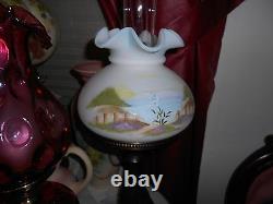 Fenton Lamp in box burmese by the sea & fence New