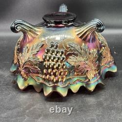 Fenton Large Amethyst Carnival Glass Bowl 1920s Persian Medallion Pattern Pretty