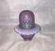 Fenton Lavender Pink Green Carnival Glass Hobnail 3 Piece Fairy Lamp