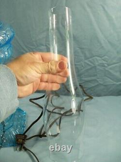 Fenton Made for L. G. Wright Blue Glass Moon & Stars Electric Table Lamp 21 Tall