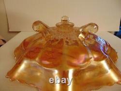 Fenton Marigold Carnival Glass Stag & Holly Large Bowl 11 Across Beautiful