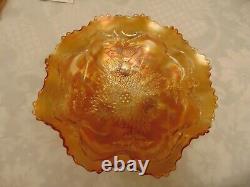 Fenton Marigold Carnival Glass Stag & Holly Large Bowl 11 Across Beautiful