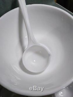 Fenton Milk Glass Punch Bowl Hobnail Set Torte Plate Underplate Ladle (12) Cups