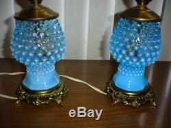 Fenton Old Blue Opalescent Hobnail Lamp Gwtw (1-2)
