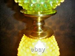 Fenton Old Topaz-vaseline Glass Opalescent Hobnail Lamp #1