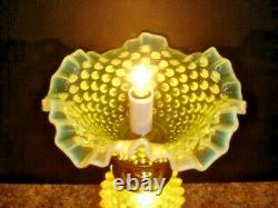 Fenton Old Topaz-vaseline Glass Opalescent Hobnail Lamp #1