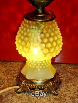 Fenton Old Topaz-vaseline Glass Opalescent Hobnail Lamp #2