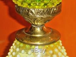 Fenton Old Topaz-vaseline Glass Opalescent Hobnail Lamp #2