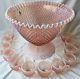 Fenton Pink Opalescent Hobnail Punch Bowl with 12 Cups