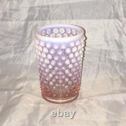 Fenton Pink Opalescent Hobnail Water Set 1988 Limited Edition Pitcher 6 Tumblers