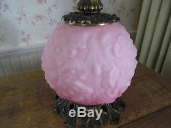 Fenton Pink Poppy Satin Gone with the Wind lamp