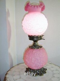 Fenton Pink Satin Poppy 24 Gone With The Wind Lamp