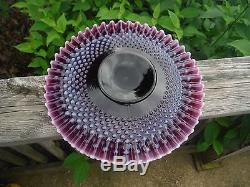 Fenton Plum Opalescent Hobnail Charger 13 1/2 Low Cake PlateRAREHTF