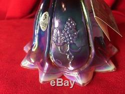 Fenton Plum Opalescent Iridized Bell 6 Tall Grapes 10 Point RARE