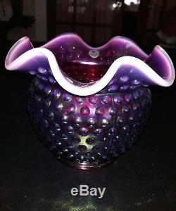 Fenton Plum Opalescet Carnival Glass Ruffle Vase
