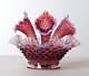Fenton Plum Purple Amethyst Opalescent Hobnail Epergne Ruffled Glass Vase