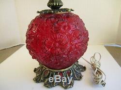 Fenton Poppy Ruby Red Glass Electric GWTW 3-Way Lamp