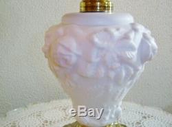 Fenton Puffy Rose Parlor Lamp LG Wright Gone With The Wind Cased Glass