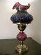 Fenton Purple & Red Carnival Glass Poppy Student Electric Lamp Marriage 3451
