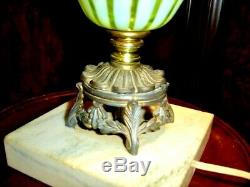 Fenton RARE Rib Optic Topaz Vaseline opalescent Lamp 1939-1940